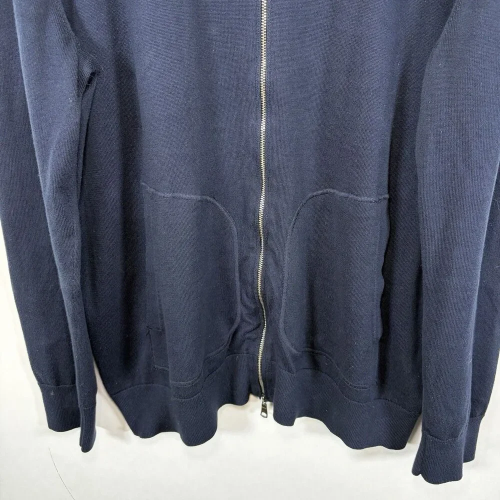 Banana Republic Supima Cotton Full Zip Cardigan Sweater Mens XL Navy Pockets